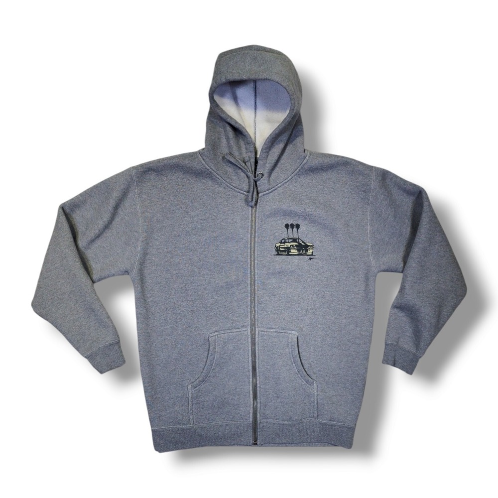 Foose E. Mustang Huntington Beach Heavyweight Thick Zip‎ Up Gray Hoodie Size XL